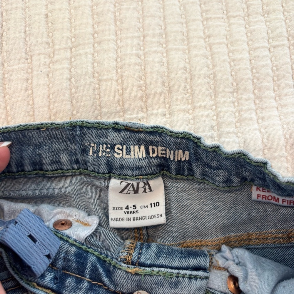Zara Kids The Slim Denim Adjustable Waist Medium Wash Skinny Jeans Size 4-5 year - Picture 7 of 10